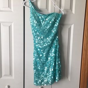 Aqua blue sparkly homecoming group